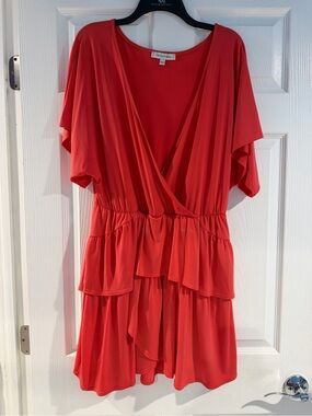 The Vanity Room Red Tiered Wrap Mini Dress